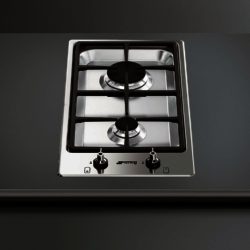 Smeg PGF32G 30cm Domino 2 Burner Ultra  Low Profile Gas Hob in Stainless Steel